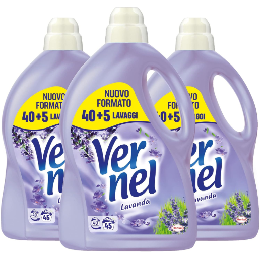VERNEL LAVANDA AMMORBIDENTE DILUITO PER LAVAGGI IN LAVATRICE BUCATO PROFUMATO FRESCA FRAGRANZA CAPI MORBIDI E SOFFICI - 3 FLACONI DA 2,97 LITRI
